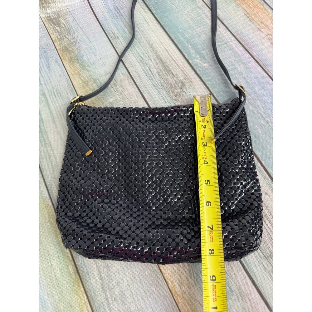 Whiting And Davis Vintage Navy Metal Mesh Shoulder Bag Purse Chainmail Gold - Picture 5 of 8